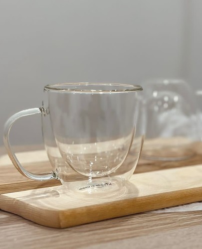 كوب زجاج مزدوج مع مقبض 250 مل