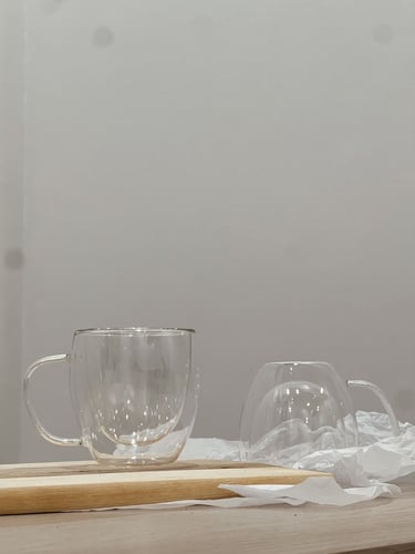 كوب زجاج مزدوج مع مقبض 250 مل