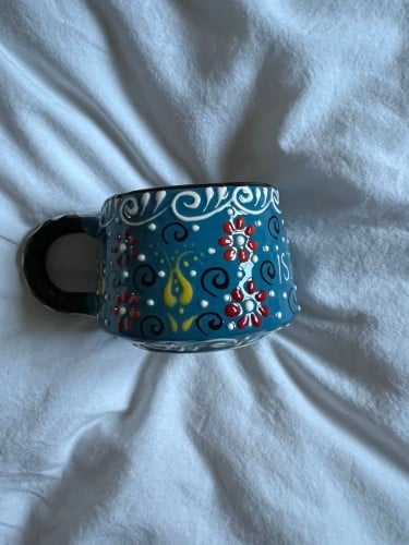 كوب صناعة يدوية بنقشات عثمانية وعبارة ISTANBUL