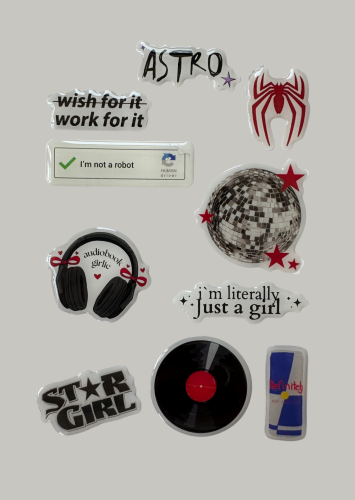 3D STICKERS, Black & Red