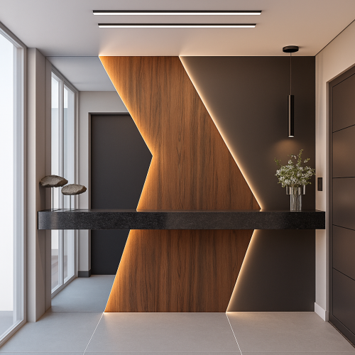 كونسول جداري فاخر بتصميم ديكور هندسي