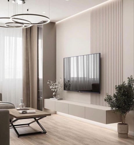 تفصيل طاولة تلفزيون مع ديكور حائط خلف تلفزيون حسب...