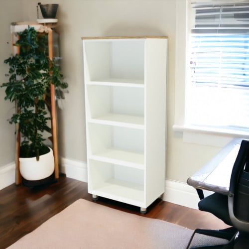 رفوف تخزين لوران بأربعة مستويات وسطح خشبي - لون أب...