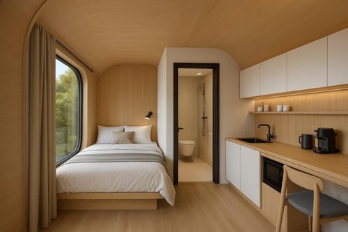 تصميم غرفة قابلة للنقل على شكل كبسولة