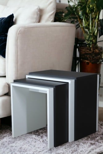 طقم طاولة خدمة وجانبية أبيض وأسود من نيت هوم