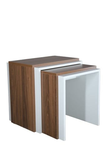 طقم طاولة خدمة وجانبية لون أبيض وبني ماركة نيت هوم