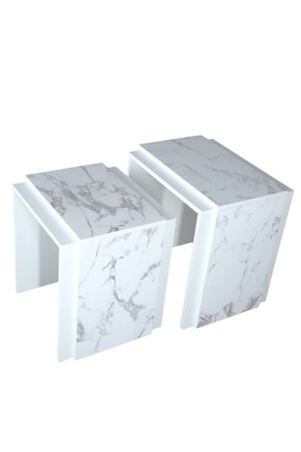 طقم طاولات خدمة وجانبية من نيت هوم بتصميم أبيض وخش...