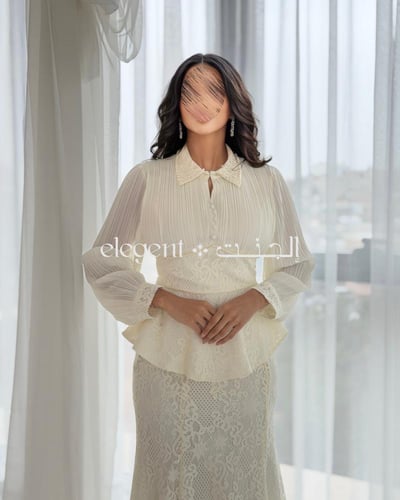 طقم شيفون ودانتيل سكري ملكي