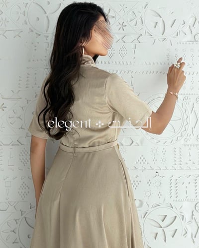 فستان أنيق بقصة لف مع أكمام ناعمة