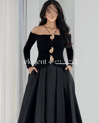 فستان لمعة الذهب الأسود