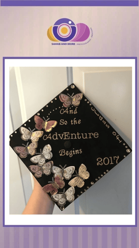 قبعة تخرج جليتر مع طباعة تصميمك الخاص