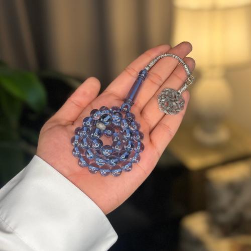 بكلايت كحلي شفاف (طربزونة فضة) 45 خرزه