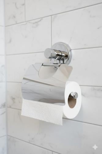 Steel tissue paper holder with suction
