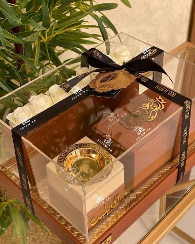 اطقم مباخر جلد رمضان فخمه بتغليف بوكس كهدية