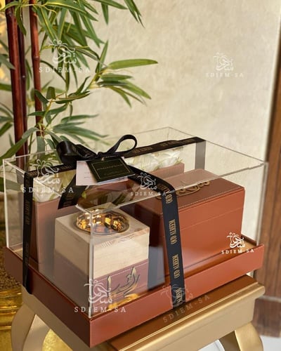 اطقم مباخر جلد رمضان فخمه بتغليف بوكس كهدية