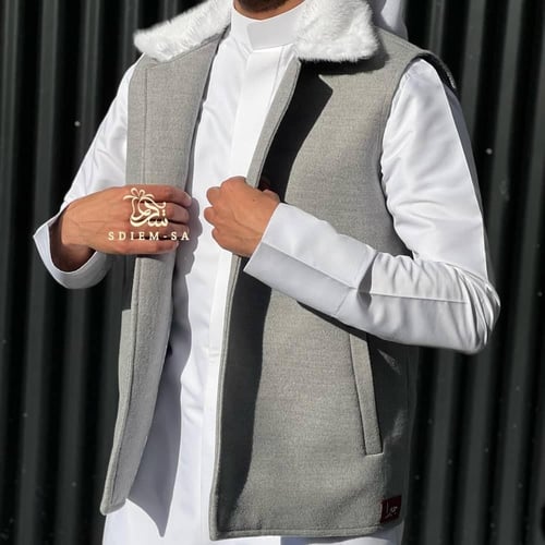 سديري فخم شتوي بياقة فرو ناعمة