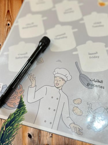 منظم قائمة الطعام الاسبوعي بثيم الشيف