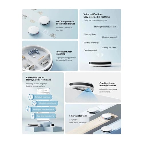 مكنسة شاومي روبوتية ذكية E10 تكنس وتمسح بقوة شفط 4...