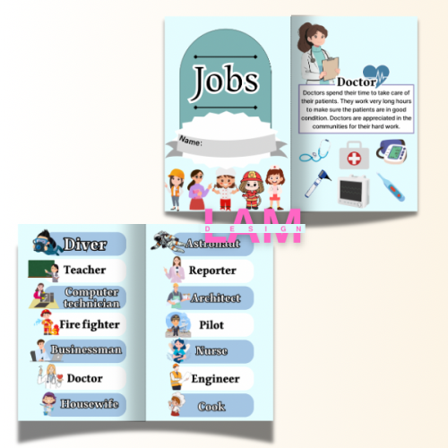 مطوية jobs مع تعبير عن مهنة الدكتورة