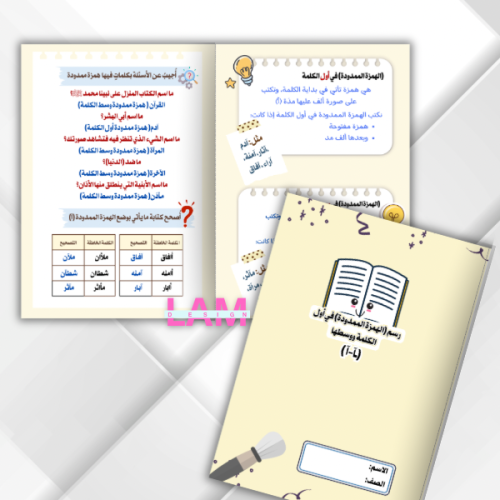 مطوية رسم (الهمزة الممدودة) في أول الكلمة ووسطها
