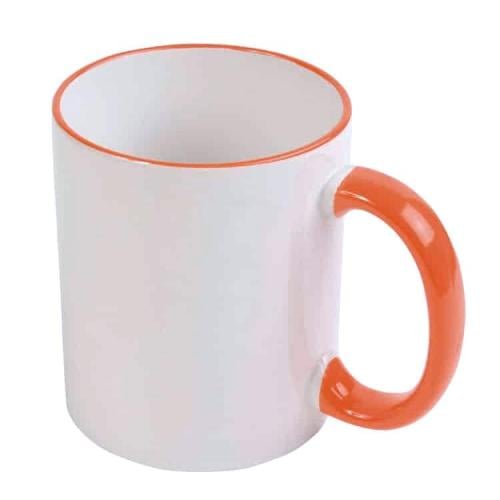 Colorful ceramic cups 330 ml orange color