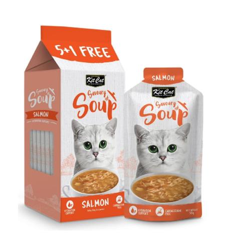 كت كات اظرف حساء بالسالمون للقطط 6 عبوات 50 مل