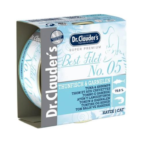 د.كلاودرز معلبات بست فيليه رقم 5 تونا و جمبري للقط...