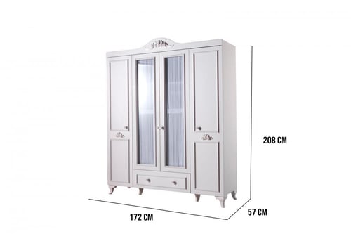 دولاب ملابس غرفة بناتية 4 ابواب ( مجموعة سينا )