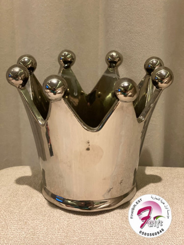 فازه سرميك فضي وسط المقاس 9*10سم