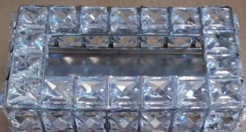 علبة منديل فضي مع كرستال