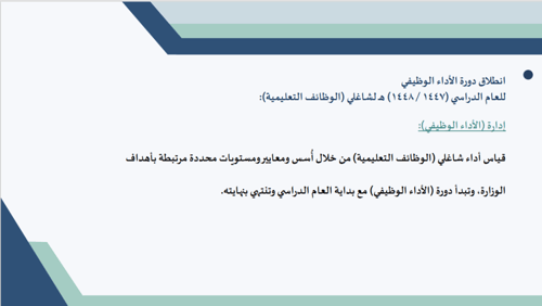 ورشة شرح بنود الاداء الوظيفي الجديد للمعلمات 1447