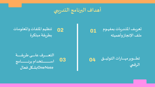 ورشة عمل ملف الانجاز على ون نوت