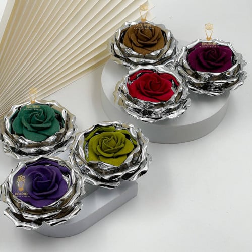 بكج 6 مباخر فضي مع 6 وردات بخور