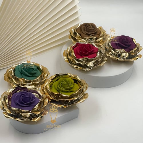 بكج 6 مباخر ذهبي مع 6 وردات بخور