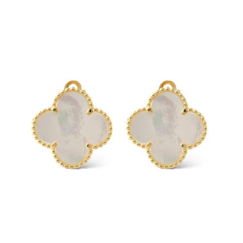 حلق صدف ابيض 18k