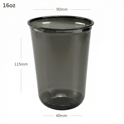 Black - 16oz/500ml PET Plastic U Shape Cup 1000/ct...