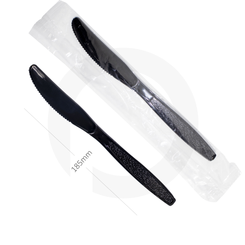 سكينة طعام بلاستيك اسود بغلاف بلاستيك شفاف 1000 حب...