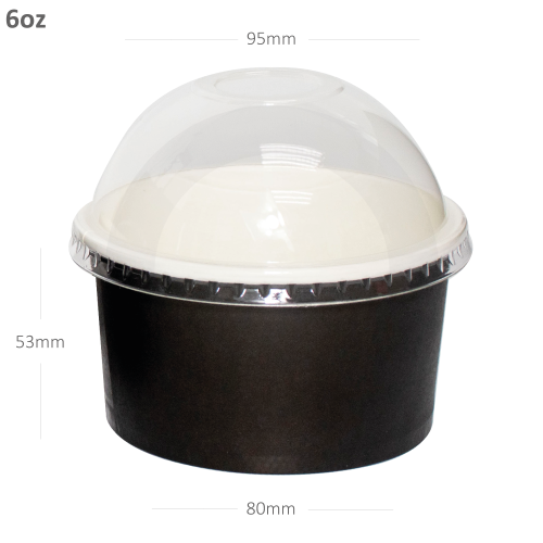 كوب ايس كريم 6 اونص اسود ورق ابيض مع غطاء قبة 1000...
