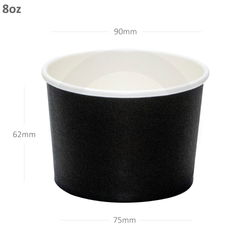كوب شوربة 8 اونص اسود ورق ابيض 500 حبة