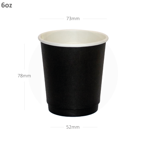 كوب قهوة 6 اونص اسود طبقتين ورق ابيض 500 حبة