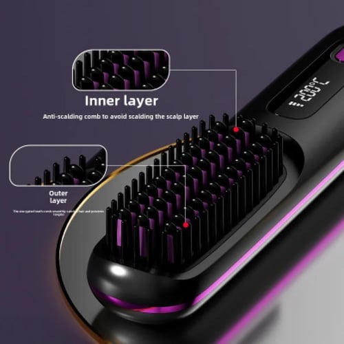 مشط شعر مستقيم محمول للاستخدام المنزلي، شحن USB لا...