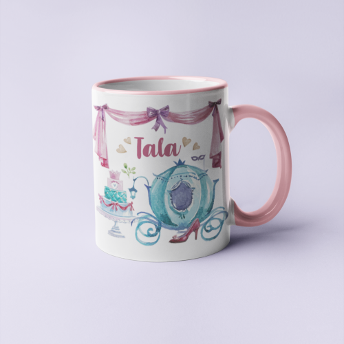 كوب عربة سندريلا مع إضافة اسم