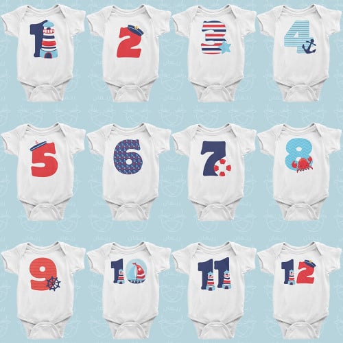 طقم بربتوزات أطفال للتصوير بثيم البحر للجنسين