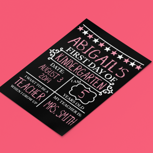 لوحة معلومات الطفل في اول يوم دراسي باللغة الانجلي...