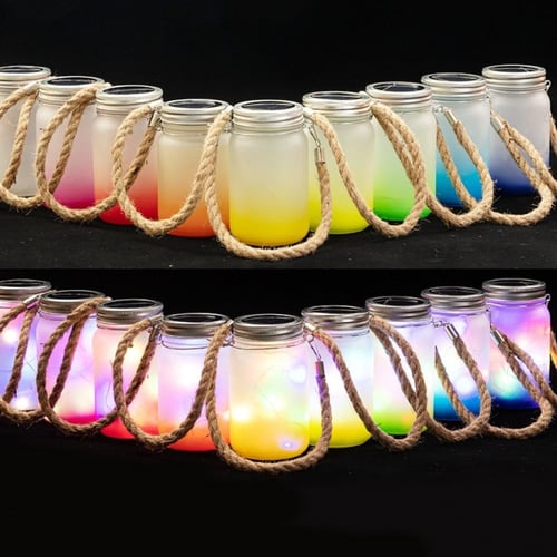 فانوس ميسون جار مضيء وملون بتصميمك الخاص