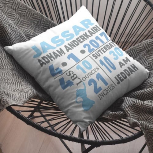 وسادة بمعلومات الطفل وقت الولادة