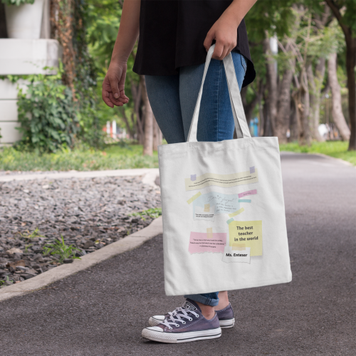 حقيبة قماشية The Best Teacher مع إضافة الاسم