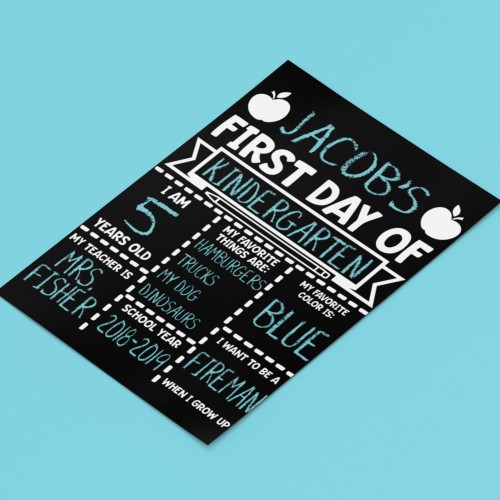 لوحة معلومات الطفل في اول يوم دراسي باللغة الانجلي...