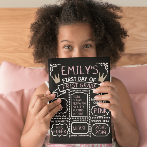 لوحة معلومات الطفل في اول يوم دراسي باللغة الانجلي...