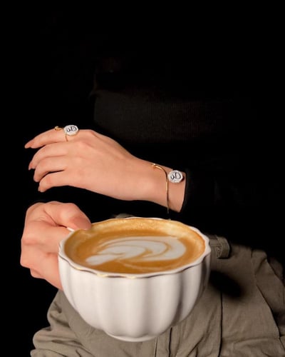 طقم بلاسم او الحرف من حجر الماريل تصميم سداسي